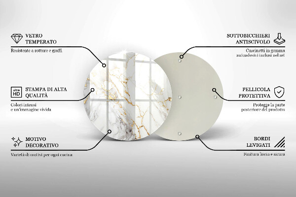 Steklena podloga za rezanje Svetel marmor z zlatom