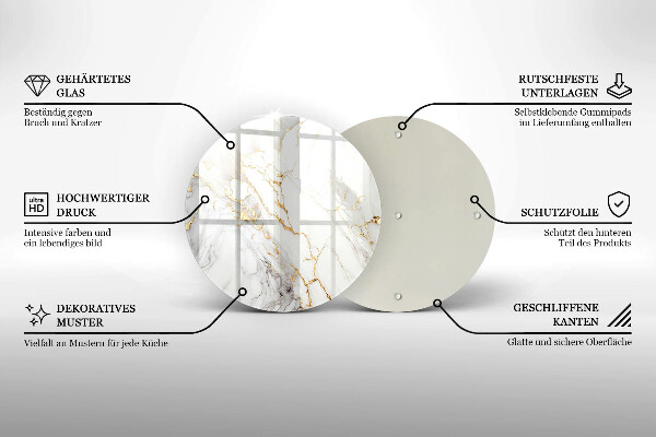 Steklena podloga za rezanje Svetel marmor z zlatom