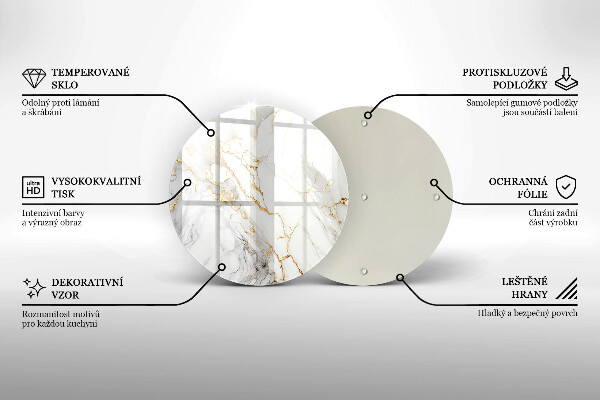 Steklena podloga za rezanje Svetel marmor z zlatom