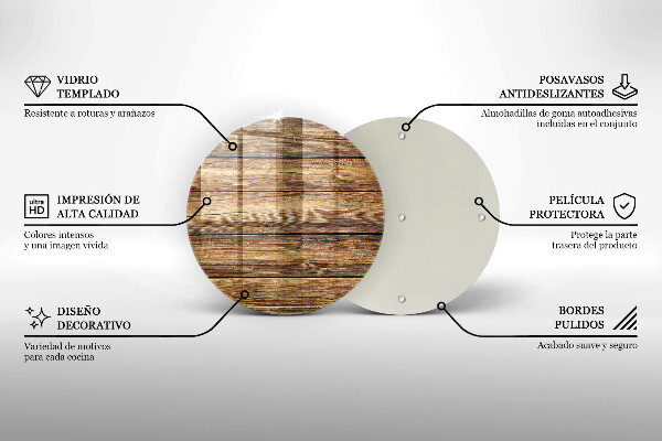 Steklena podloga za rezanje Plošče s teksturo lesa