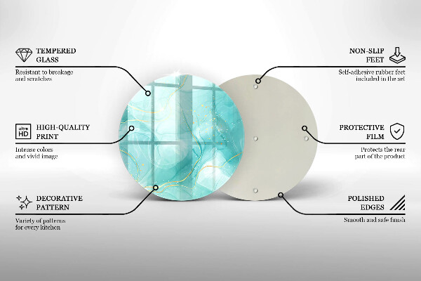 Steklena podloga za rezanje Modra in zlata abstrakcija