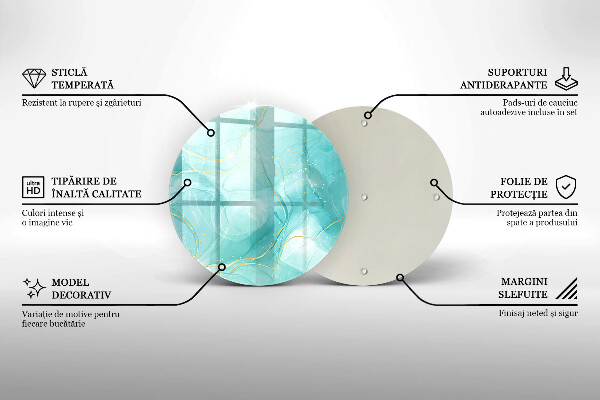 Steklena podloga za rezanje Modra in zlata abstrakcija