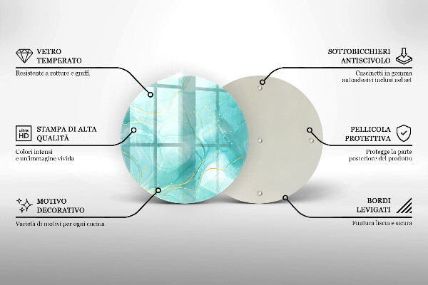 Steklena podloga za rezanje Modra in zlata abstrakcija