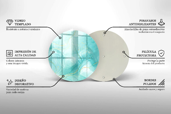 Steklena podloga za rezanje Modra in zlata abstrakcija