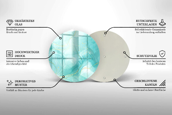 Steklena podloga za rezanje Modra in zlata abstrakcija