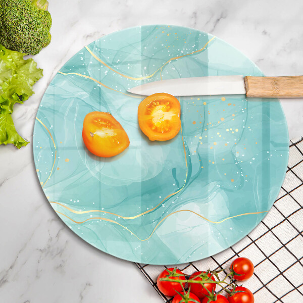 Steklena podloga za rezanje Modra in zlata abstrakcija