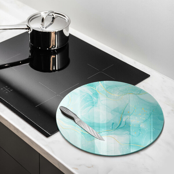 Steklena podloga za rezanje Modra in zlata abstrakcija