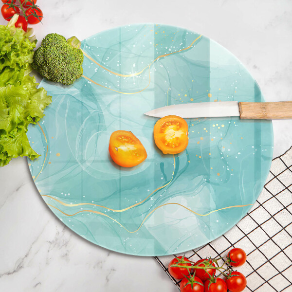 Steklena podloga za rezanje Modra in zlata abstrakcija