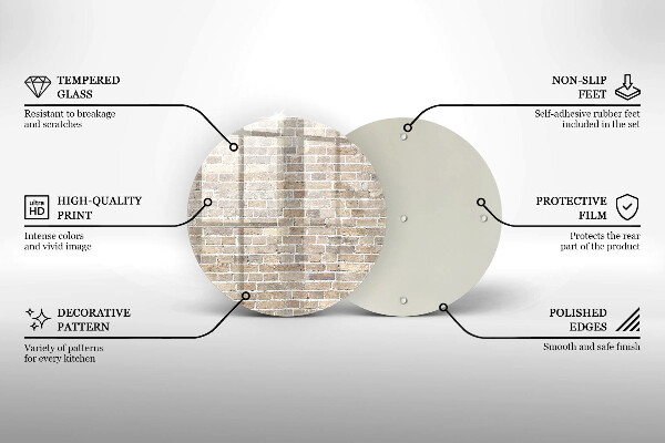 Steklena podloga za rezanje Svetla opečna stena