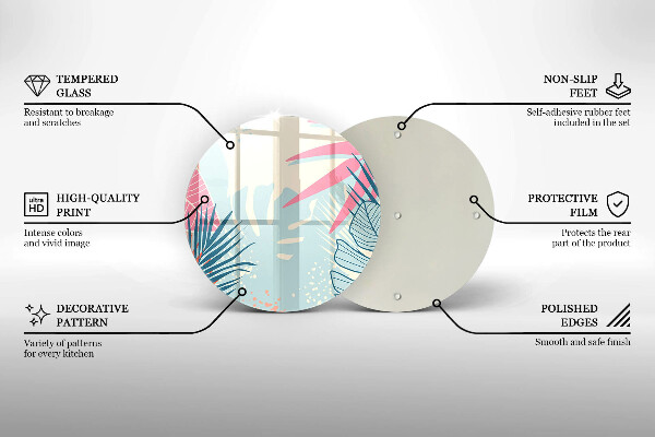 Steklena podloga za rezanje Pastelni listi