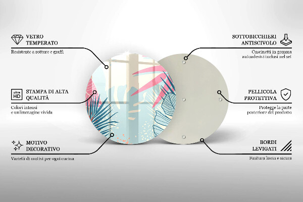 Steklena podloga za rezanje Pastelni listi