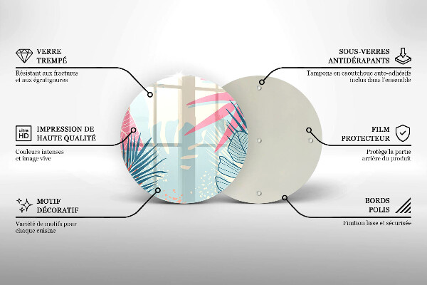 Steklena podloga za rezanje Pastelni listi