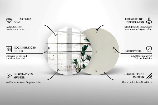 Steklena podloga za rezanje Stare deske in listi