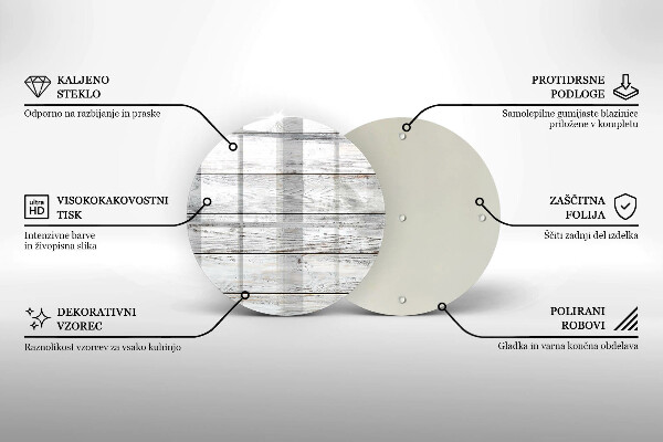 Steklena podloga za rezanje Svetle lesene deske