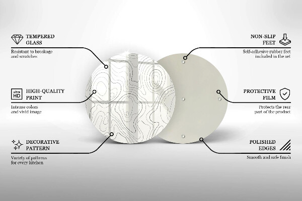 Steklena podloga za rezanje Line art design