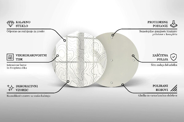 Steklena podloga za rezanje Line art design