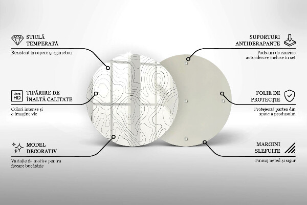 Steklena podloga za rezanje Line art design