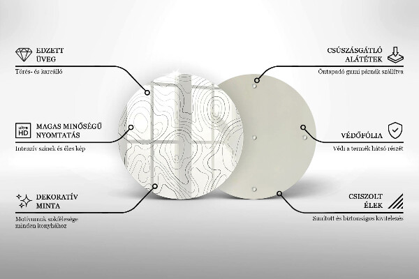 Steklena podloga za rezanje Line art design