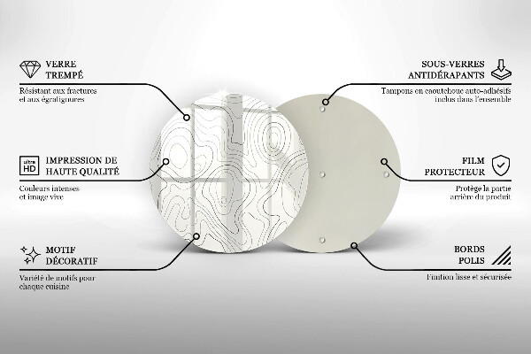 Steklena podloga za rezanje Line art design