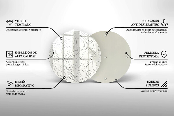Steklena podloga za rezanje Line art design