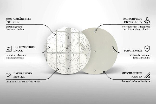 Steklena podloga za rezanje Line art design