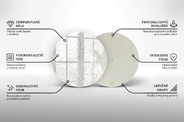Steklena podloga za rezanje Line art design