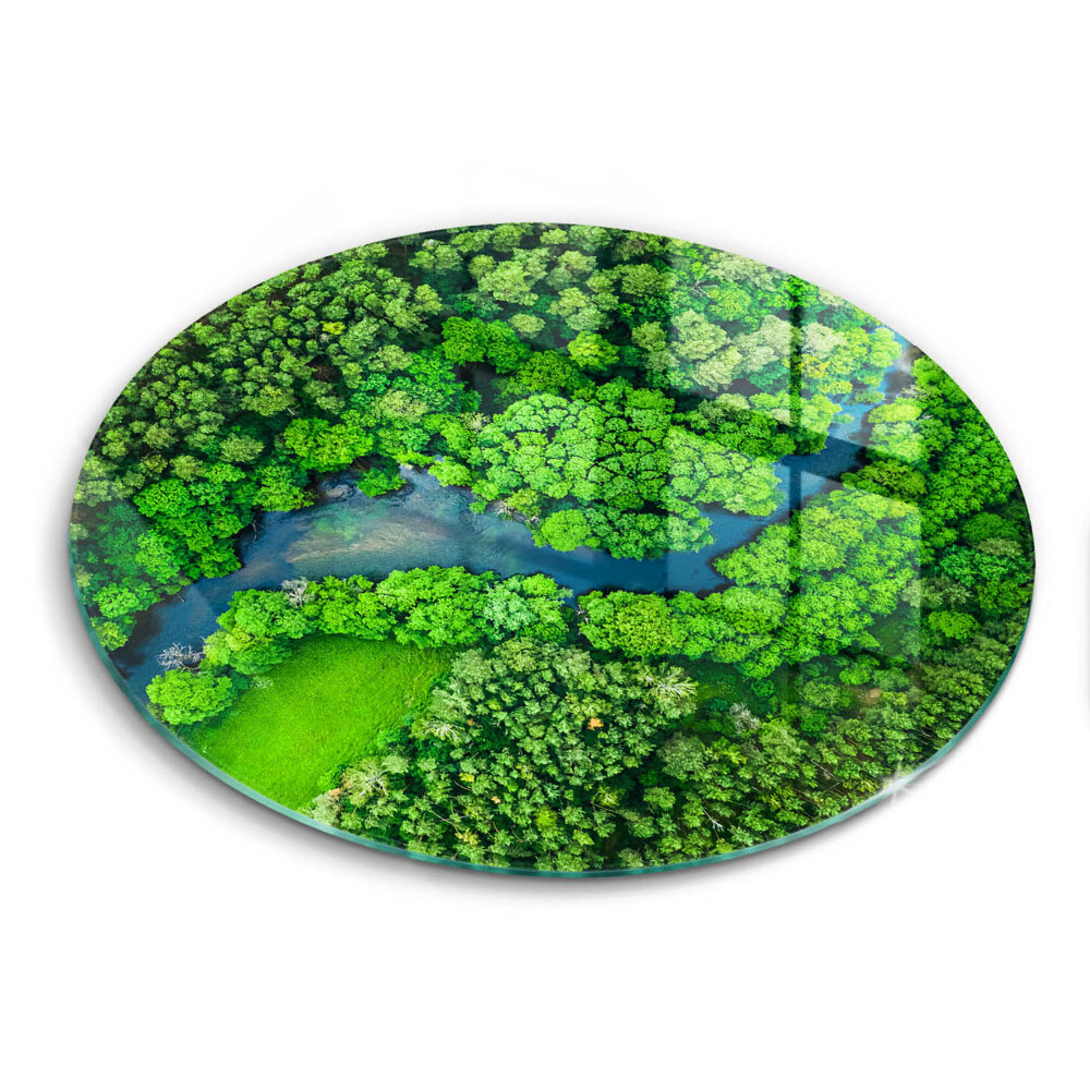 Steklena podloga za rezanje Gozd in reka iz ptičje perspektive