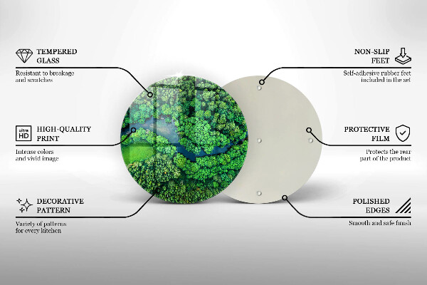 Steklena podloga za rezanje Gozd in reka iz ptičje perspektive