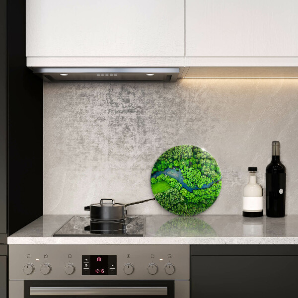 Steklena podloga za rezanje Gozd in reka iz ptičje perspektive