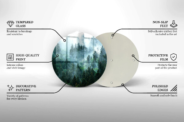 Steklena podloga za rezanje Gozd v megli
