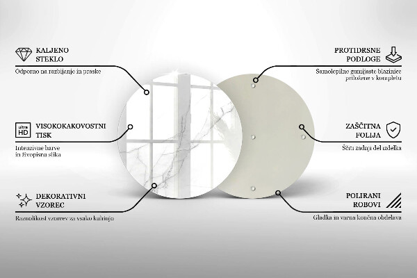 Steklena podloga za rezanje Nežen bel marmor