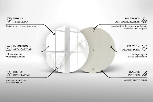 Steklena podloga za rezanje Nežen bel marmor