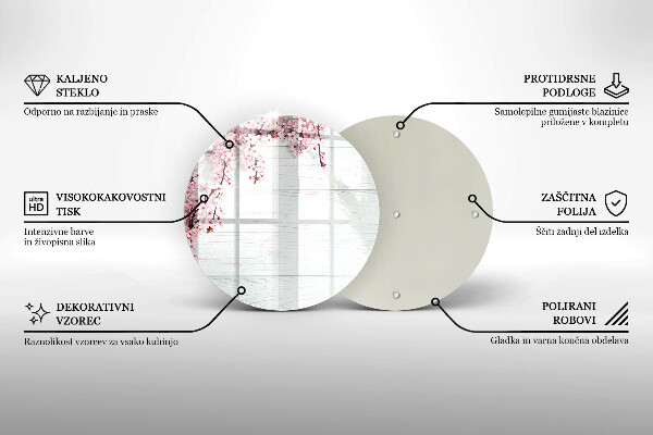 Steklena podloga za rezanje Rože na deskah