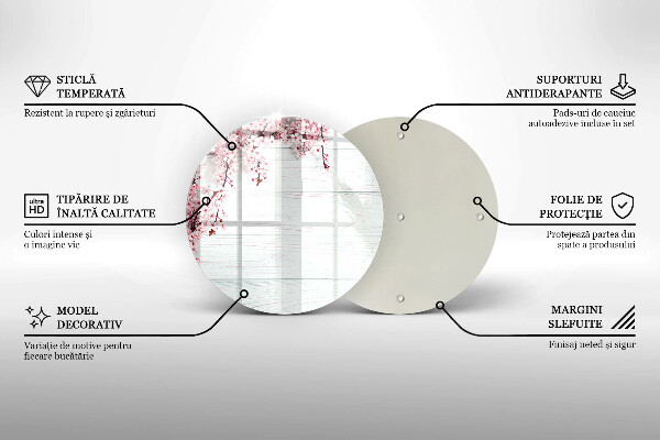 Steklena podloga za rezanje Rože na deskah