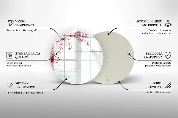 Steklena podloga za rezanje Rože na deskah
