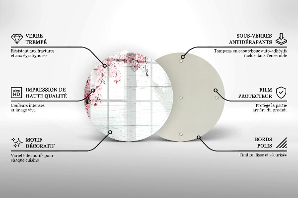 Steklena podloga za rezanje Rože na deskah