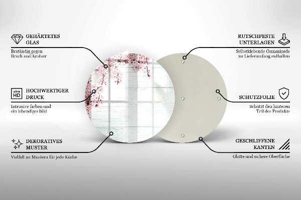 Steklena podloga za rezanje Rože na deskah