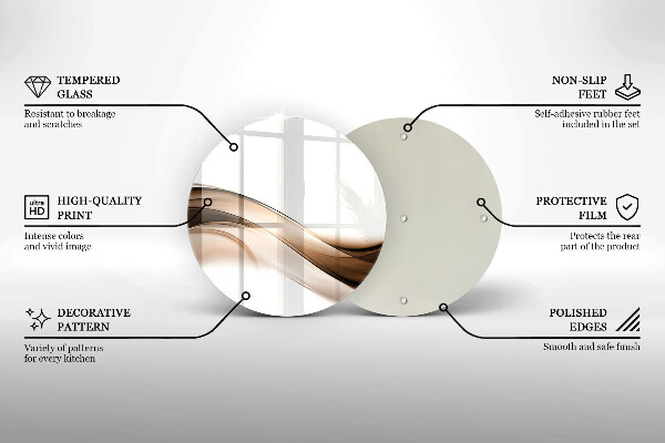 Steklena podloga za rezanje Abstraktne rjave črte