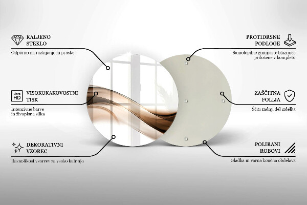 Steklena podloga za rezanje Abstraktne rjave črte