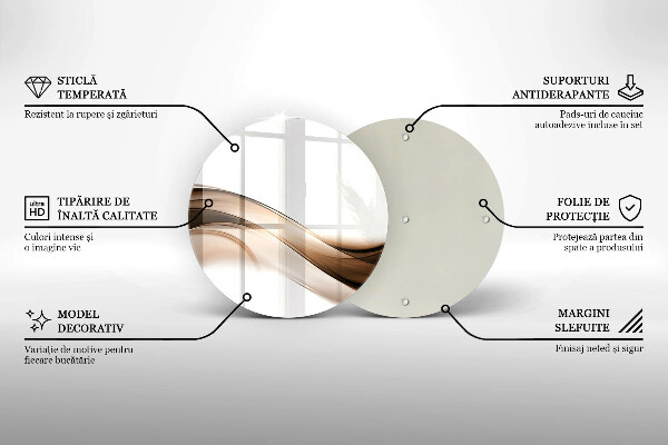 Steklena podloga za rezanje Abstraktne rjave črte