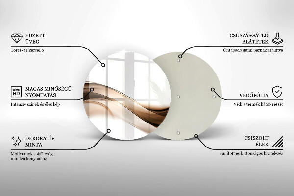 Steklena podloga za rezanje Abstraktne rjave črte
