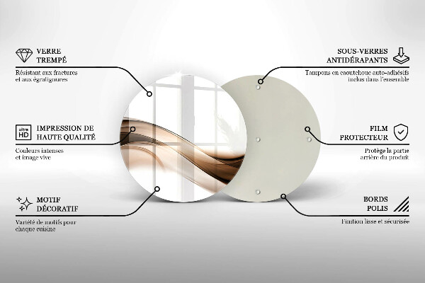 Steklena podloga za rezanje Abstraktne rjave črte