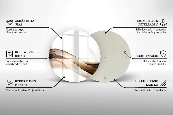 Steklena podloga za rezanje Abstraktne rjave črte