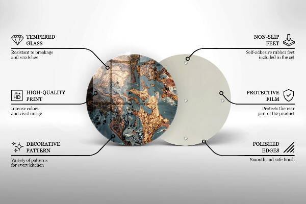 Steklena podloga za rezanje Dekorativni kamen z zlatom