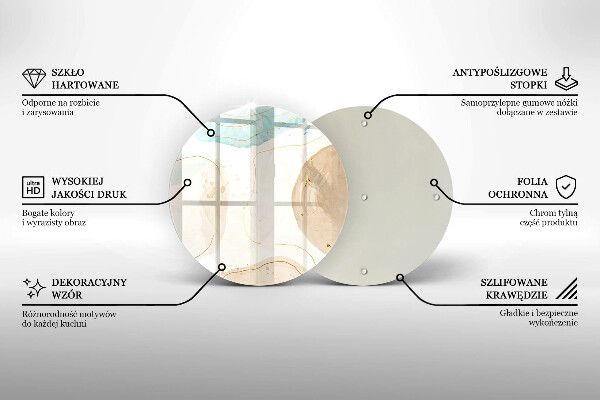 Steklena podloga za rezanje Boho lise in zlato