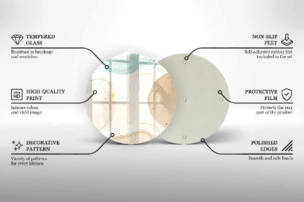 Steklena podloga za rezanje Boho lise in zlato