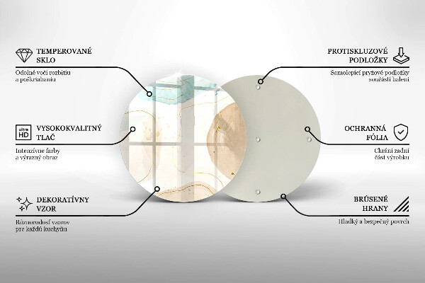 Steklena podloga za rezanje Boho lise in zlato