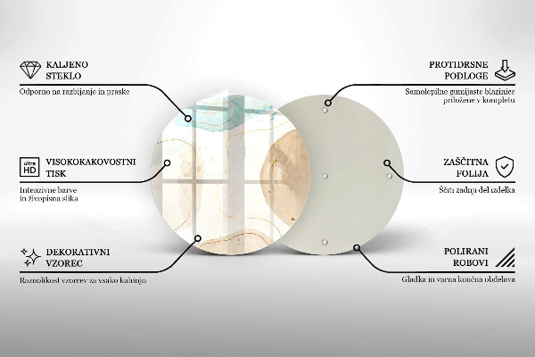 Steklena podloga za rezanje Boho lise in zlato