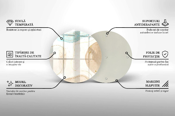 Steklena podloga za rezanje Boho lise in zlato