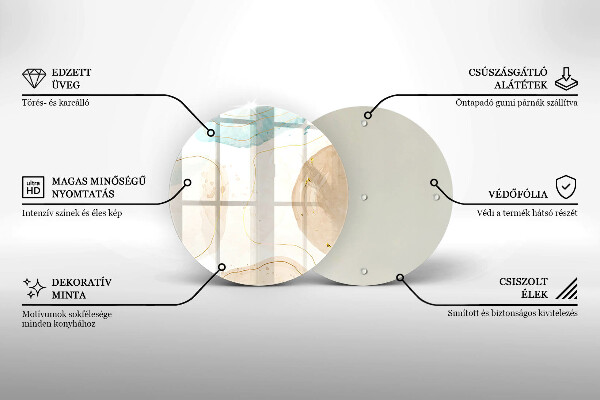 Steklena podloga za rezanje Boho lise in zlato